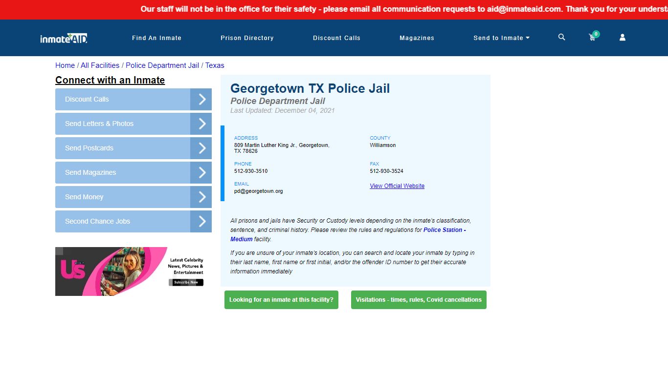 Georgetown TX Police Jail & Inmate Search - Georgetown, TX